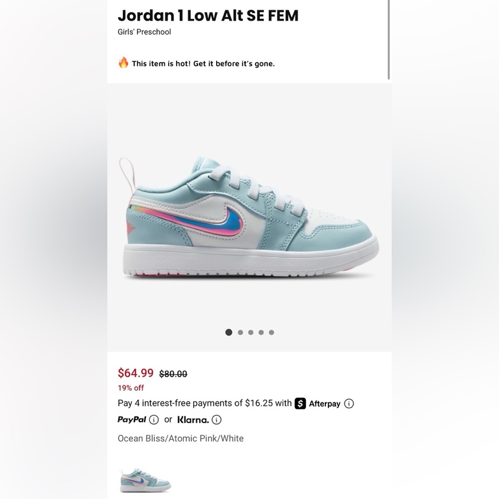 Sold

Jordan Kids' Light Blue and White Sneakers